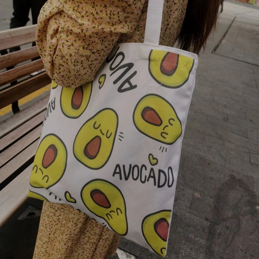 Avocado Print Canvas Tote Bag